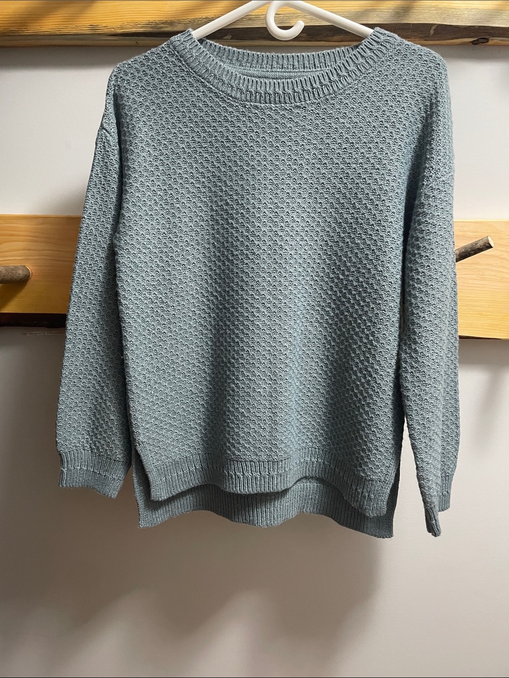 Fat Face Women's Textured Scoopneck Sweater in Duck Egg Green